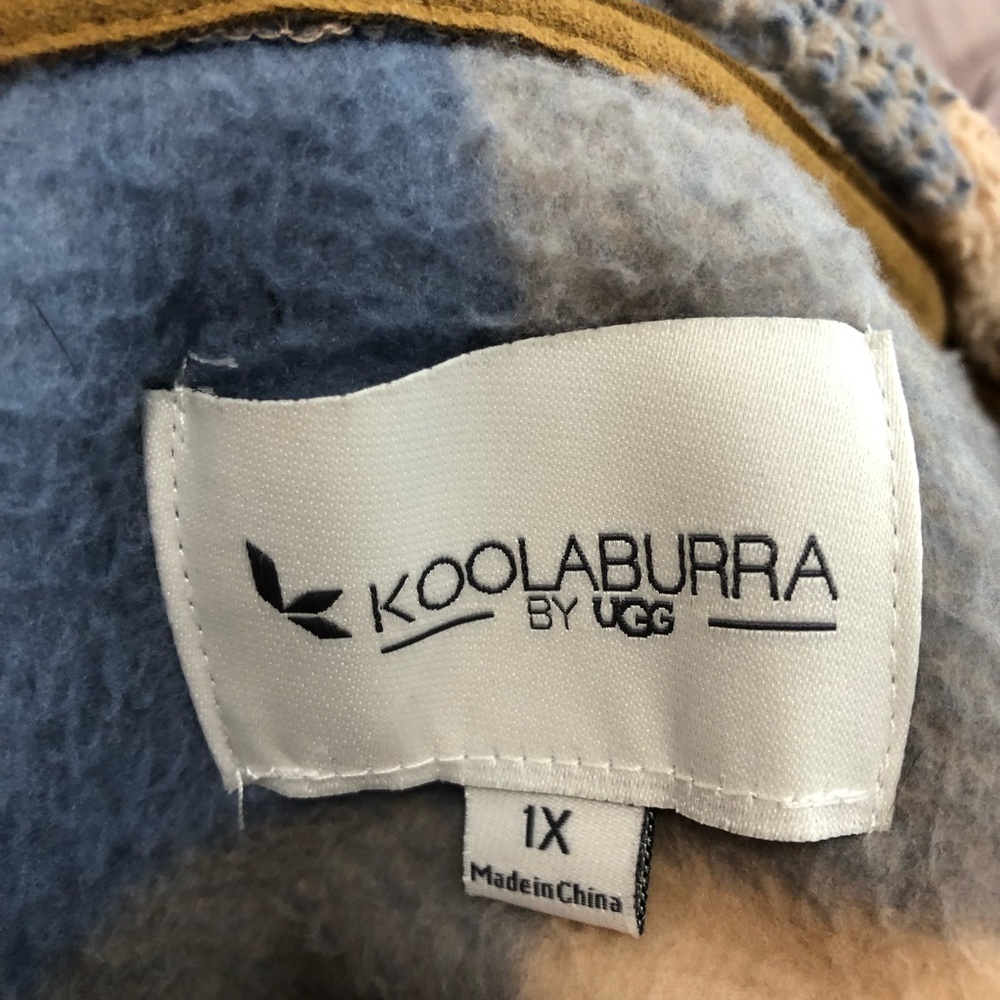 Koolaburra by UGG Brushed Sherpa Cozy Shacket blue tan/brown plaid SZ 1X D11 - Picture 5 of 6
